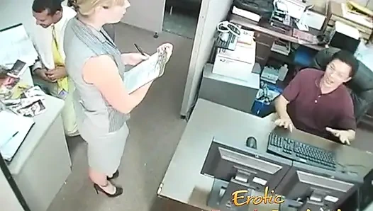 Femdom milf jizzed on feet after slave jerking his black cock