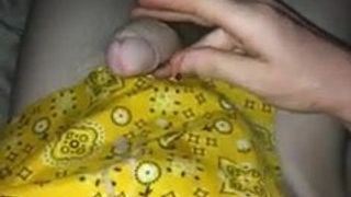 Average guy cums onto yellow handkerchief