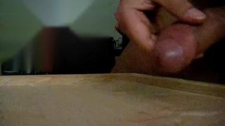 Wanking Cock and Shooting Load of Cum on Table