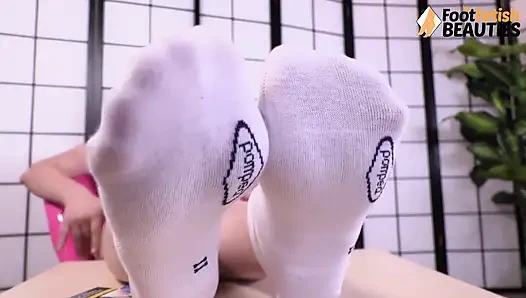 Purple-haired Diva Flaunts Her Smelly Feet in Socks and Dirty Sneakers