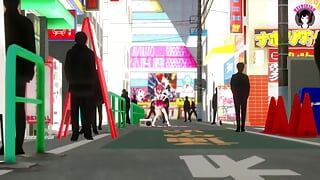 Megu Megu - сексуальный танец + публичное постепенное раздевание (3D хентай)