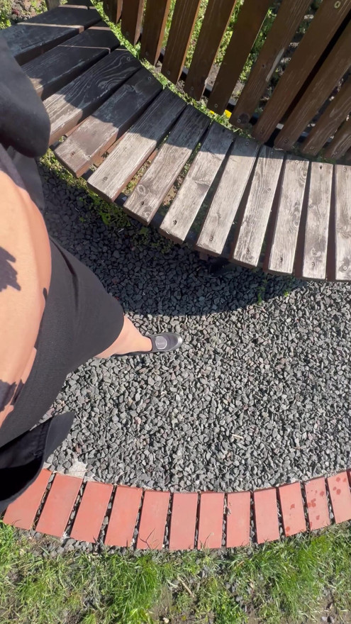 Sexy hot stepmom is horny and caresses herself on a park bench | Clip 2