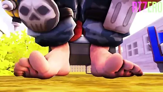 roadhog shows feet and fat cock