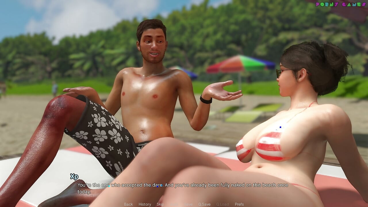 Friendly Housewife by White Foam - Wearing Only Body Paint on the Beach, Naughty Dare for the Housewife 11