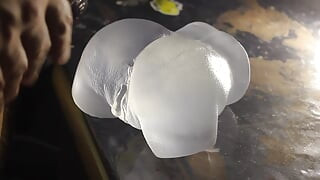 I empty my balls in my transparent dolls