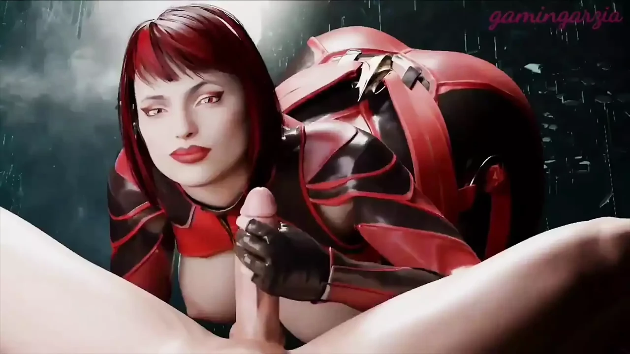 Cute redhead mercenary takes a little handjob break