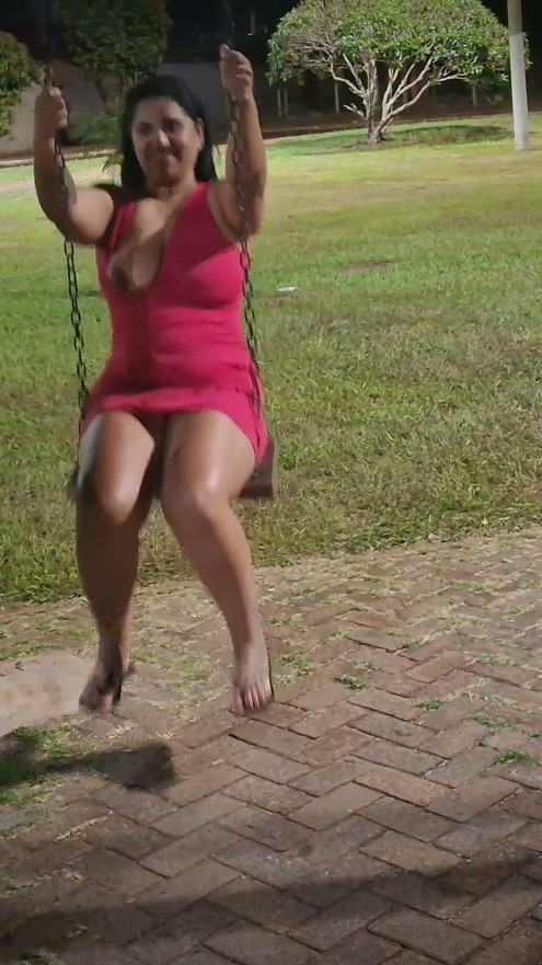 Nicoly Mattos Flashing Hairy Pussy and Big Tits in Square