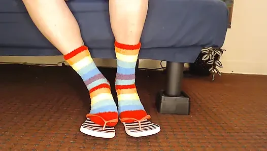 Fluffy Fuzzy Socks Flip Flops Shoeplay.