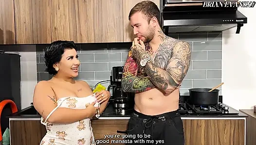 Meine stiefschwester kann nicht kochen und ich füttere sie meinen schwanz - Naty Delgado & brian Evansx