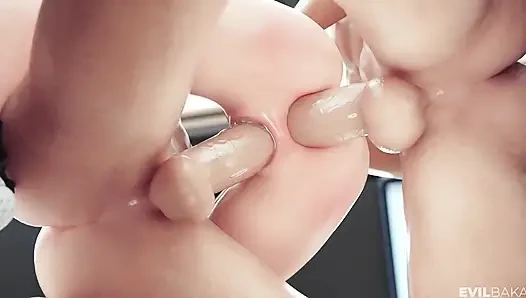 3D hardcore campur dengan anal, mainan & creampie mayhem