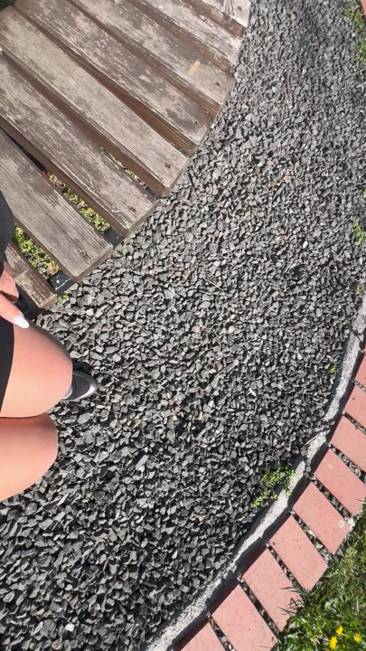 Sexy hot stepmom is horny and caresses herself on a park bench | Clip 2