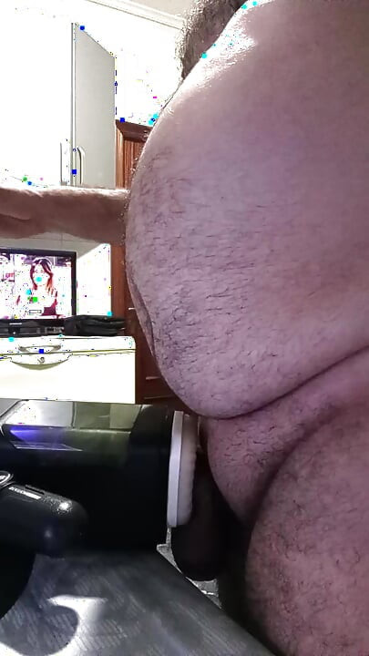 Handsome Mature Chubby with Big Fat Cock Fucking My Sex Machine Until I Cum Inside