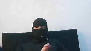 Masked jerking off and ending up in bed