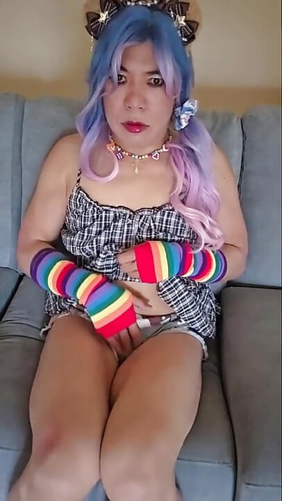 Bekleidete sissy Edging ruiniert orgasmus