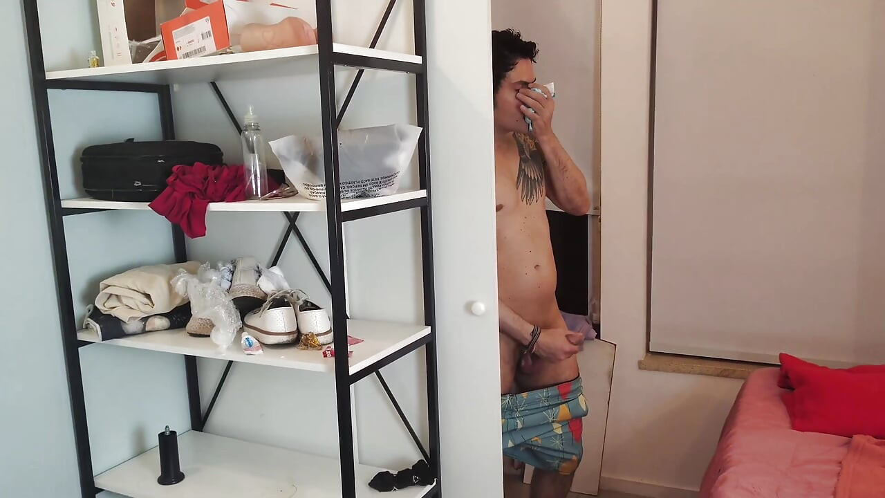 Stepson sniffing his stepmother's panties