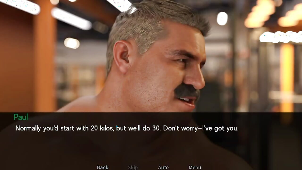 Muscular daddy naughty trainer has his reward.