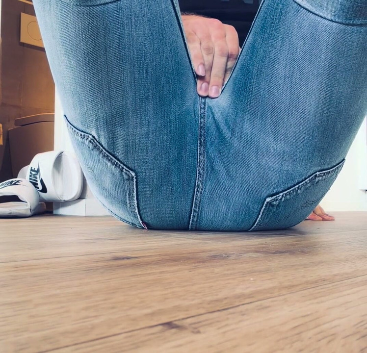 Piss Levis Jeans while friend is next door