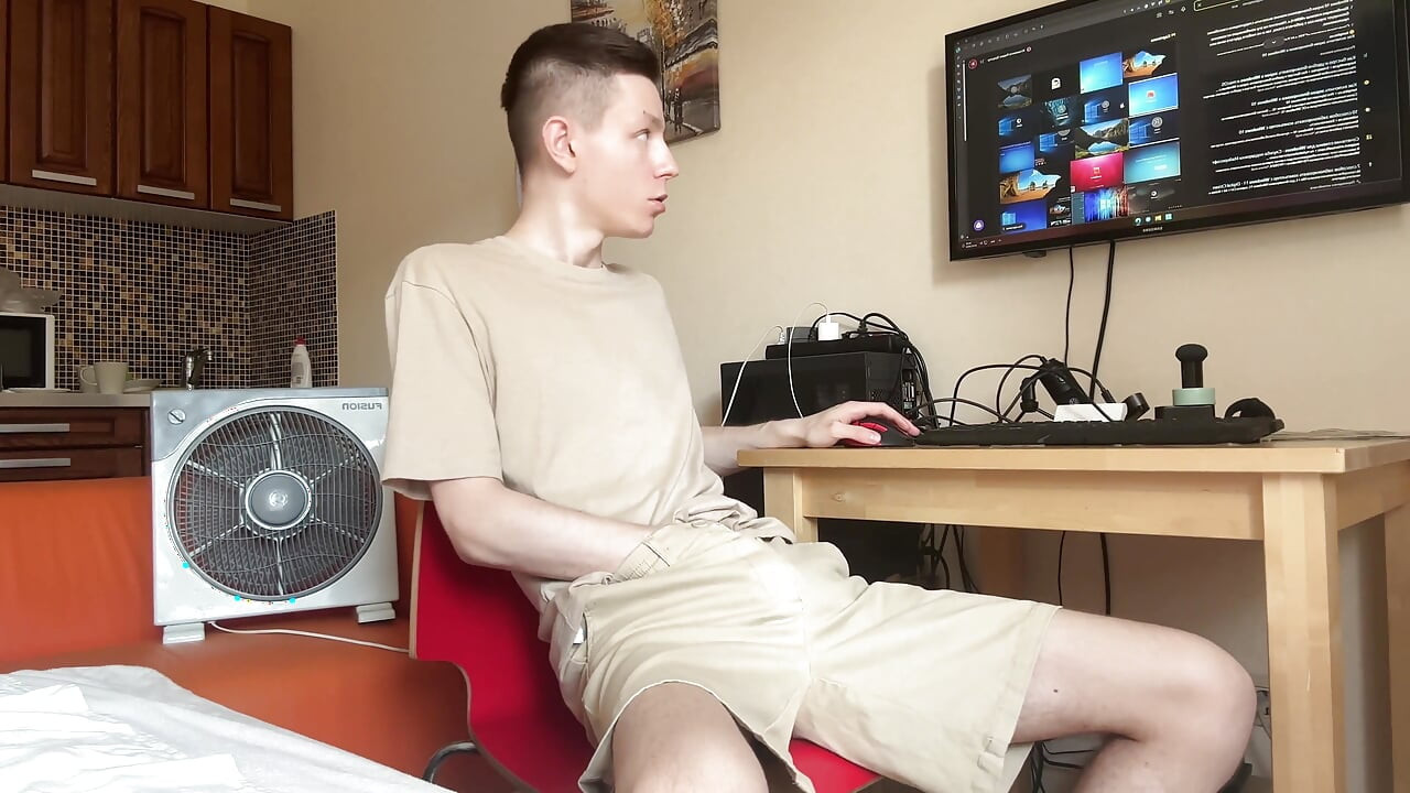 Manager Won't Be Happy. Remote Employee Evgeny Is Jerking off Again!