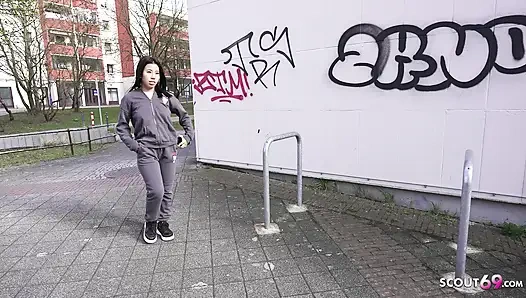 GERMAN SCOUT - Tiny 43kg half Asian Teen Lore Pick Up for First Time Casting Fuck