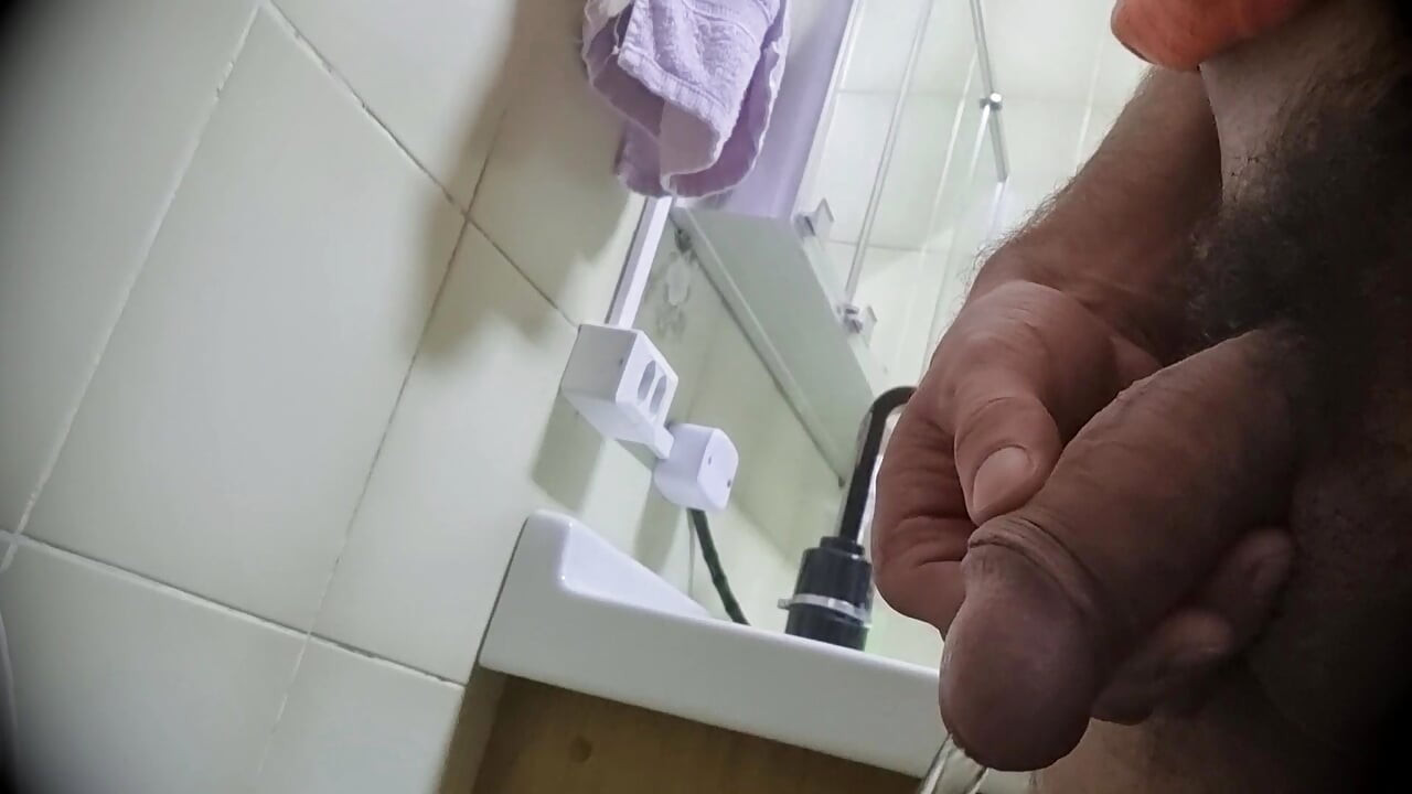 With a soft cock, hairy ejaculates 3 times, after a piss at work, to relax