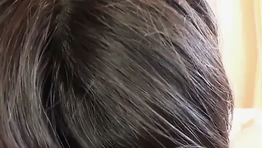 Japanese Brunette Babe with Short Hair Sucking Cock Until Orgasm