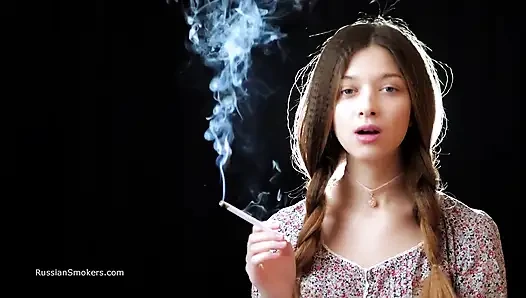 Sexy Russian Girl Smoking Cigarette Slow Tease