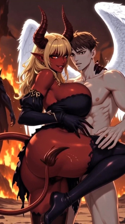 "Gefallener Engel wird zu massiven bBW sukkubus Demoness hentai | Clip 1