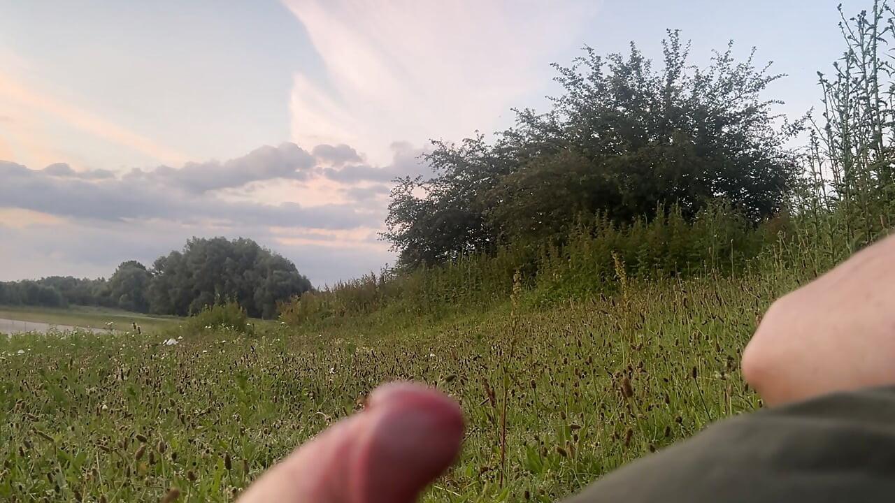 Jerk off in public, at a beautiful summer morning