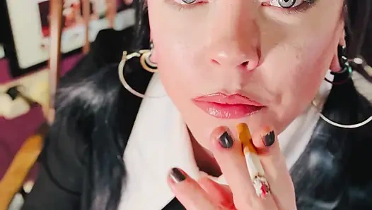 Wednesday Addams Smokes A Cigarette For Her Ghouls! Tina Snua Smoking A Cork Cig - OMI Snap Inhales OME Drifting