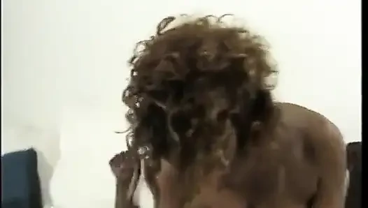 Amazing black slut with huge boobs gets cock inside deep shaved pussy