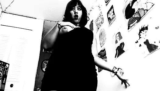 Silent Cinema and Black and White Vintage Girl Seducing You with Stockings, Dress and Heels