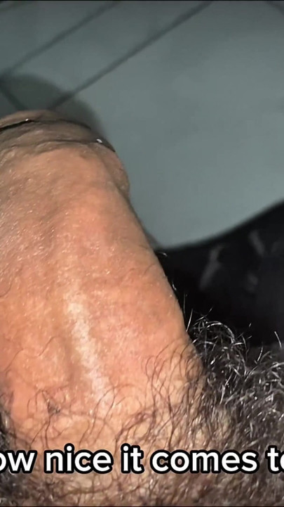 Extrunding thick cum from the uncut hairy cock | Clip 1