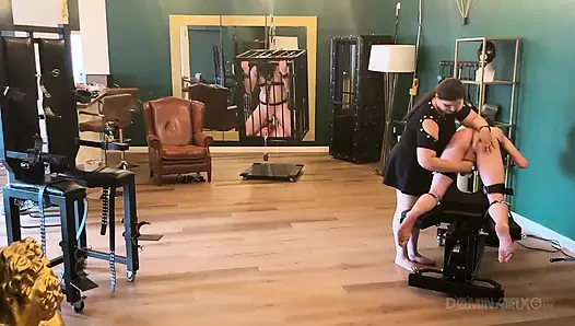 Piss Drenched Bound Slaves in Dominatrix Dungeon