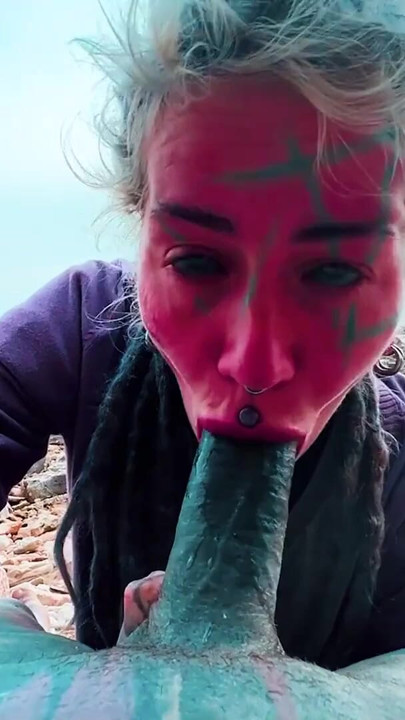 Outdoor BJ and Facial Slut Takes a Load in Public | Clip 1