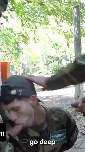 Epic moment from "Military Dick - Cute Latino Soldier Frank Bauer Take Turns Sucking And Riding His Sergeants Cocks"