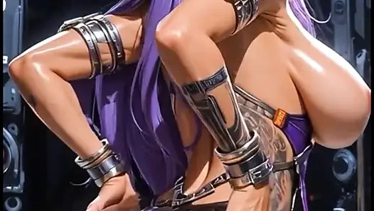 Cyberpunk-mädchen hüpfender arsch (Ai-animation)