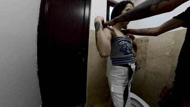 Bathroom Blaze: Skinny Couple's Intense Fuck Session