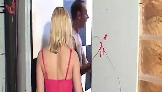 Piss Drenched Blonde Slut Squirting in Bathroom
