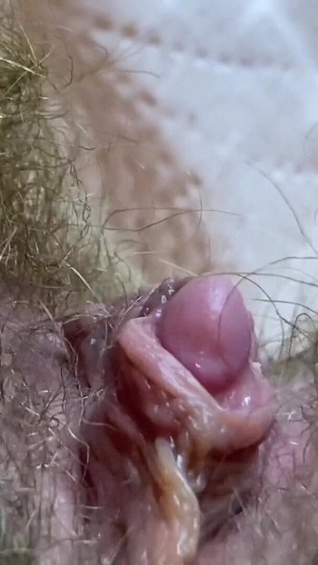 Key moment from "Extreme Closeup Weird Huge Clit Orgasm pov hairy pussy"