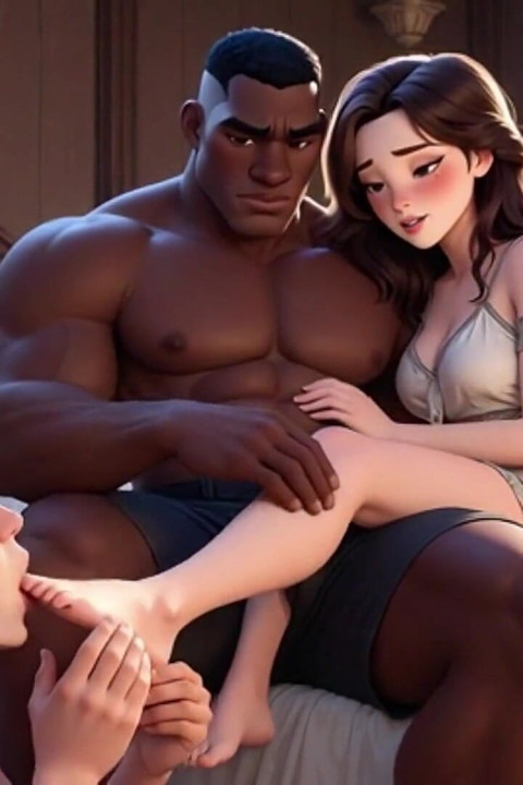 Cuckold fotdyrkan - man serverar tjur som fru klockor