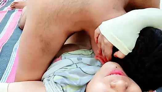 Stepsister had sex of her tight pussy with her stepbrother in the room