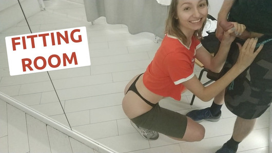 SHOPPING ENDED WITH RISKY BLOWJOB IN FITTING ROOM