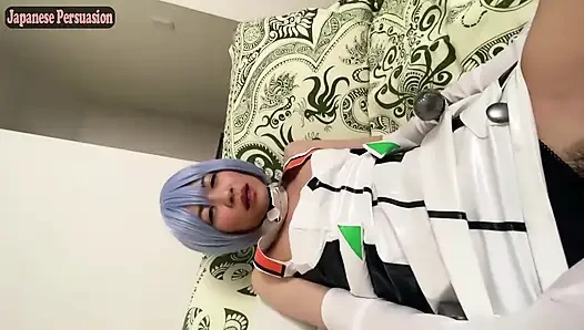 Rekaman pribadi cosplayer asli. Evangelion rei sync mengarah ke doggy climax - pov