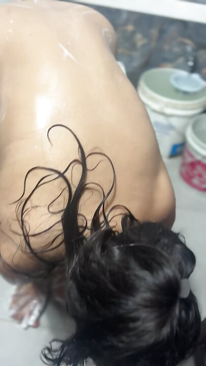 The wife got naked in the bathroom and started taking a bath