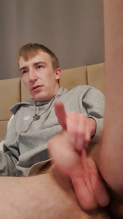 Teen messing with he's floppy big cock stretchy