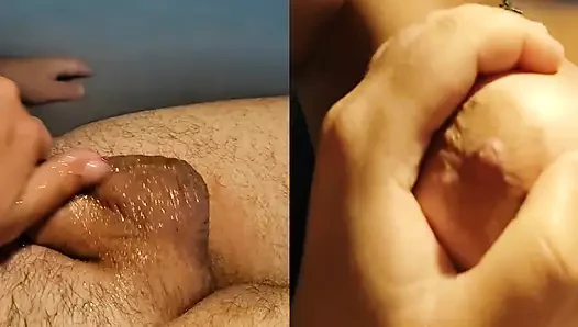 New Format Close up Video. Touching Perfect Natural Tits While Stepsister Masturbate My Lubed Penis. Huge Cumshot.