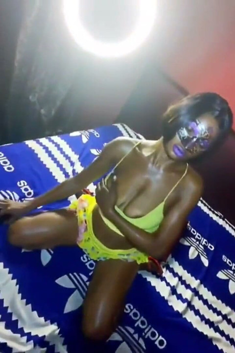Bts: Hot Ebony in Led Mask Gags on Monster Dick.