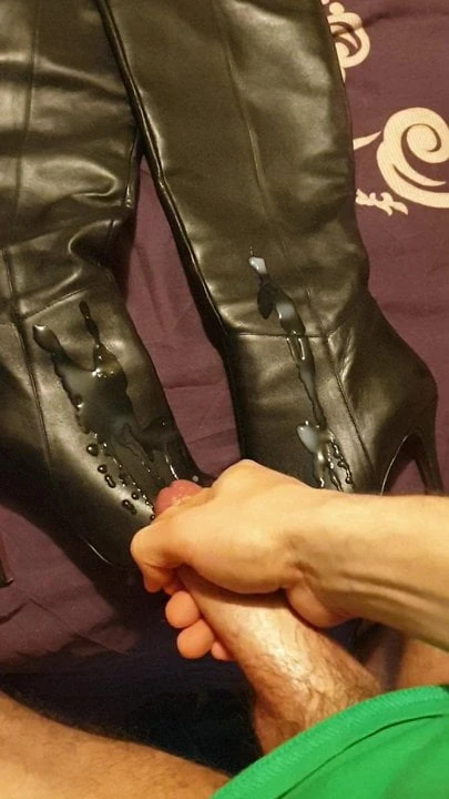 Cum all over wife's over knee boots