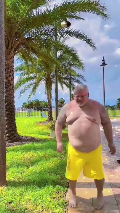 FAT OLD MAN WITH HUGE BELLY.  Grandpa has huge belly and huge balls naked! Cutest grandpa
