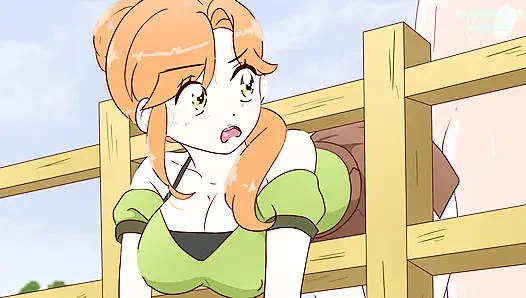 Alex steckte absichtlich im zaun fest und Steve fickte sie! hentai (porno-anime-sex) 4K 2026